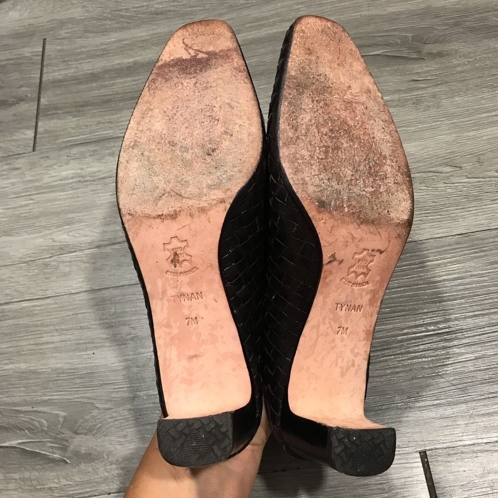 Brighton Tynan Basket Weave Brown Leather Mules Size 7 View 6